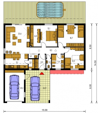 Plan de sol du rez-de-chaussée - BUNGALOW 212